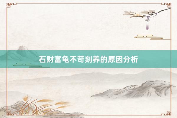 石财富龟不苛刻养的原因分析